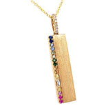 14K Yellow Gold Sapphires Bar Pendant
