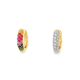 14K Yellow Gold Rainbow Reversible Huggie Earrings