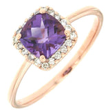 14K Rose Gold Cultured Amethyst Halo Ring