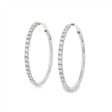 14K White Gold 30mm Round Diamond Hoop Earrings
