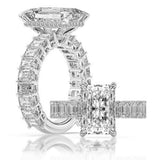 14K White Gold 5.04Ct Radiant Lab Grown Diamonds Hidden Halo Engagement Ring