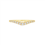 14K Yellow Gold Curved Natural Diamonds Band