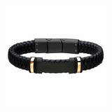 12mm Black Leather With Rose Gold IP ID Bracelet
