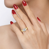 14K Yellow Gold 'Elza' Wide Band Round Diamond Engagement Ring