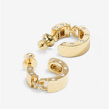 18K Yellow Gold Overlay 'Ashley' Cubic Zirconia Lock Huggies