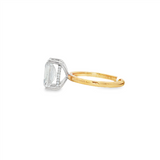 14K Yellow And White Gold Hidden Halo Radiant Diamond Engagement Ring