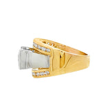 14K White And Yellow Gold Contemporary Round Diamond Engagement Ring