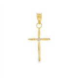 JT ESTATE 14K Yellow Gold Natural Diamond Petite Cross Pendant