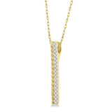 14K Yellow Gold Natural Diamonds Vertical Bar Pendant