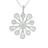 14K White Gold Flower Diamond Pendant