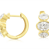14K Yellow Gold 15Mm Round Huggie Lab Grown Diamonds Hoop Earrings