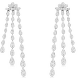 14K White Gold Chandelier Natural Diamonds Earrings