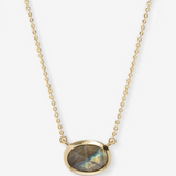 18K Yellow Gold Overlay 'She's A Boss' Labradorite Solitaire Necklace
