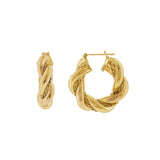 JT ESTATE 18K Yellow Gold Twisted Rope Braided Hoops