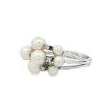 JT ESTATE 14K White Gold Pearl Cluster Ring