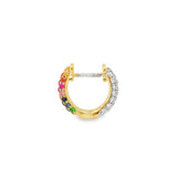 14K Yellow Gold Rainbow Reversible Huggie Earrings