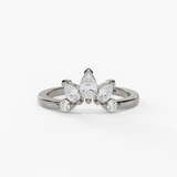 14K White Gold Curved Natural Diamonds Band