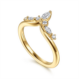 14K Yellow Gold Curved Natural Diamonds Band