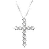 14K White Gold Natural Diamonds Cross Pendant