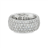 14K White Gold Wide Band Natural Diamonds Ring