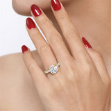 14K Yellow Gold 'Silvey' Modern Round Natural Diamonds Engagement Ring