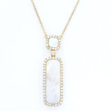14K Yellow Gold Halo Moonstone And Diamond Necklace