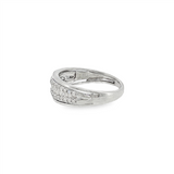 JT ESTATE 18K White Gold Three-Row Tapered Natural Diamond Ring