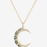 18K Yellow Gold Overlay 'She's A Icon' Labradorite Moon Pendant
