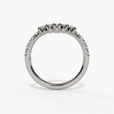 14K White Gold Curved Natural Diamonds Band