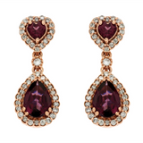14K Rose Gold Rhodolite Garnets Dangle Earrings