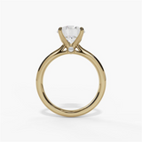 14K Yellow Gold Solitaire Round Natural Diamonds Engagement Ring