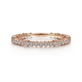 14K Rose Gold Scalloped Stackable Diamond Band