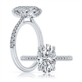 14K White Gold 3.11Ct Oval Lab Grown Diamond Hidden Halo Engagement Ring