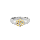 JT ESTATE 14K White And Yellow Gold Flower Natural Diamond Ring
