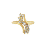 JT ESTATE 14K Yellow Gold Cluster Bypass Natural Diamond Ring