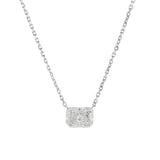 14K White Gold East-West Radiant Lab Grown Diamond Solitaire Necklace