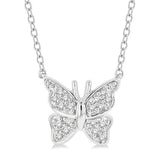 10K White Gold Natural Diamonds Butterfly Necklace