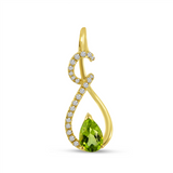 14K Yellow Gold Peridot And Diamond Free Form Pendant