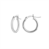 10K White Gold 15mm Small Round Hoops