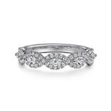 14K White Gold Prong Set Twist Diamond Ring