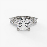 14K White Gold Classic Round Natural Diamonds Engagement Ring
