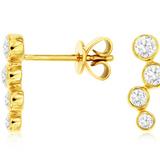 14K Yellow Gold Drop Natural Diamonds Earrings