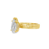 14K Yellow Gold 3.04Ct Pear Lab Grown Diamonds Hidden Halo Engagement Ring