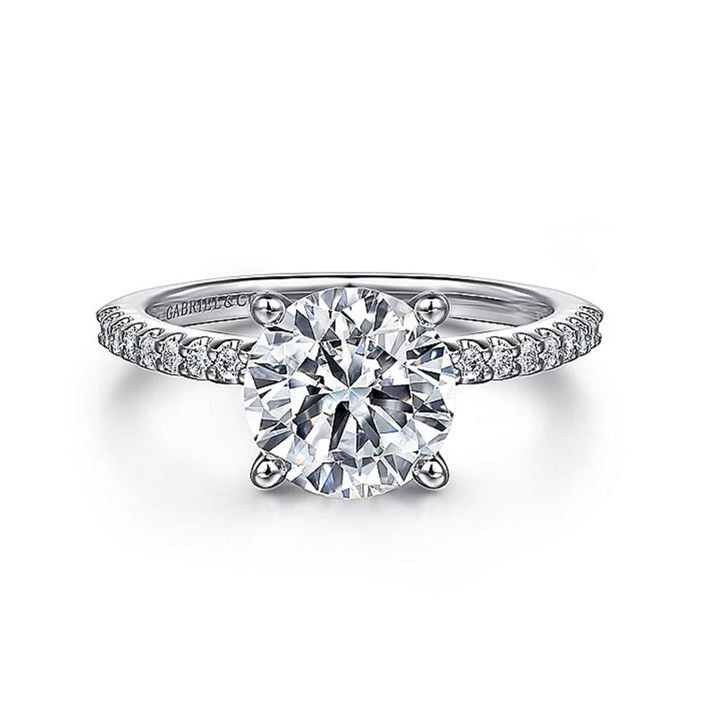 14K White Gold 'Amata' Round Diamond Engagement Ring