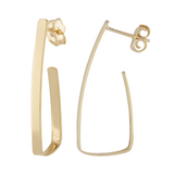 14K Yellow Gold Flat Geometric J Hoop Earrings