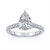 14K White Gold 2.02Ct Pear Lab Grown Diamonds Hidden Halo Engagement Ring