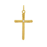 JT ESTATE 14K Yellow Gold Baguette Natural Diamond Cross Pendant