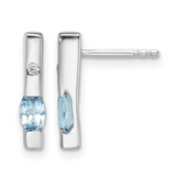 Sterling Silver Blue Topaz And Diamond Drop Earrings