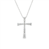 14K White Gold Diamond Cross Necklace