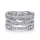 Sterling Silver Multi-Row White Sapphire Bujukan Contemporary Ring